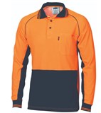 DNC HI VIS COTTON BACK CONTRAST LONG SLEEVE POLO