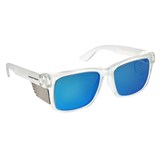 FRONTSIDE SAFETY GLASSES POLARISED BLUE REVO LENS WITH CLEAR FRAME