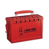 12 PADLOCK RED METAL LOCKOUT BOX