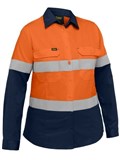 BISLEY INDUSTRIAL WOMENS TAPED HI VIS COOL LIGHTWEIGHT COTTON VENTED SHIRT