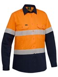 BISLEY WOMENS TAPED TWO TONE HI VIS COTTON RIPSTOP VENTED SHIRT